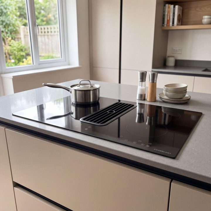 80cm Downdraft Vented 4 Zone Induction Hob A+ Energy Rated - Black - Product hero variation 2