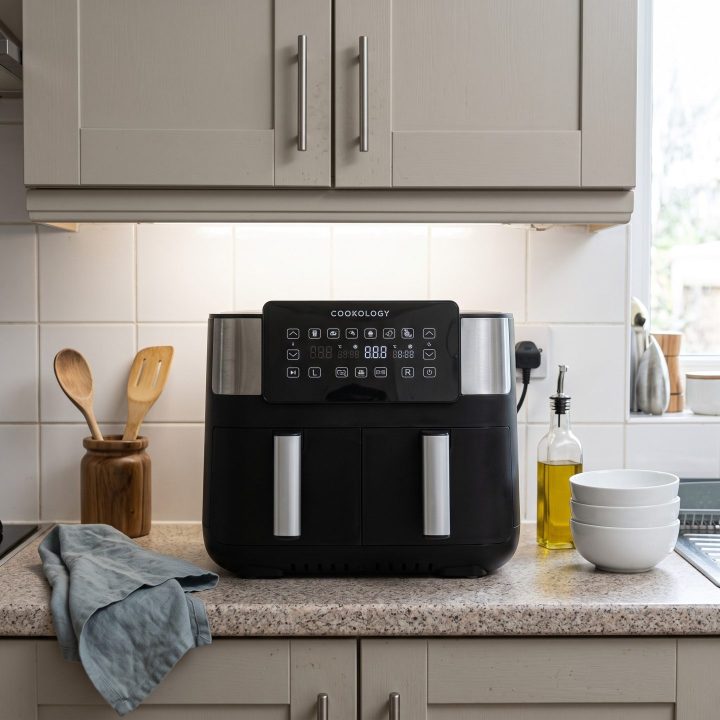 8L Dual Zone Air Fryer - Black - Scale and room context
