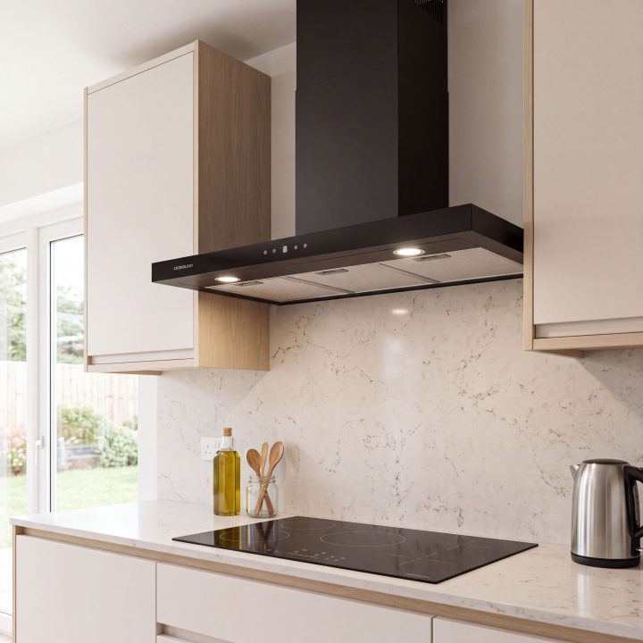 90cm Chimney Cooker Hood A++ Energy Rated - Black - Everyday use and access