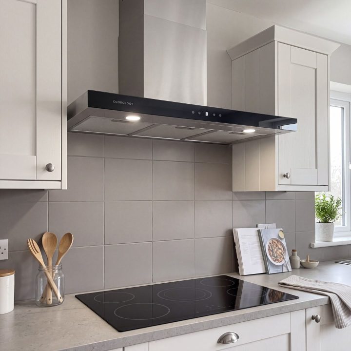 90cm Chimney Cooker Hood A++ Energy Rated - Stainless Steel - Scale and room context