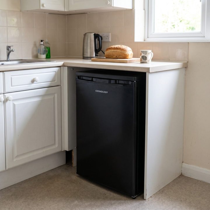 93L Freestanding Under Counter Fridge with Ice Box - Black - Product hero