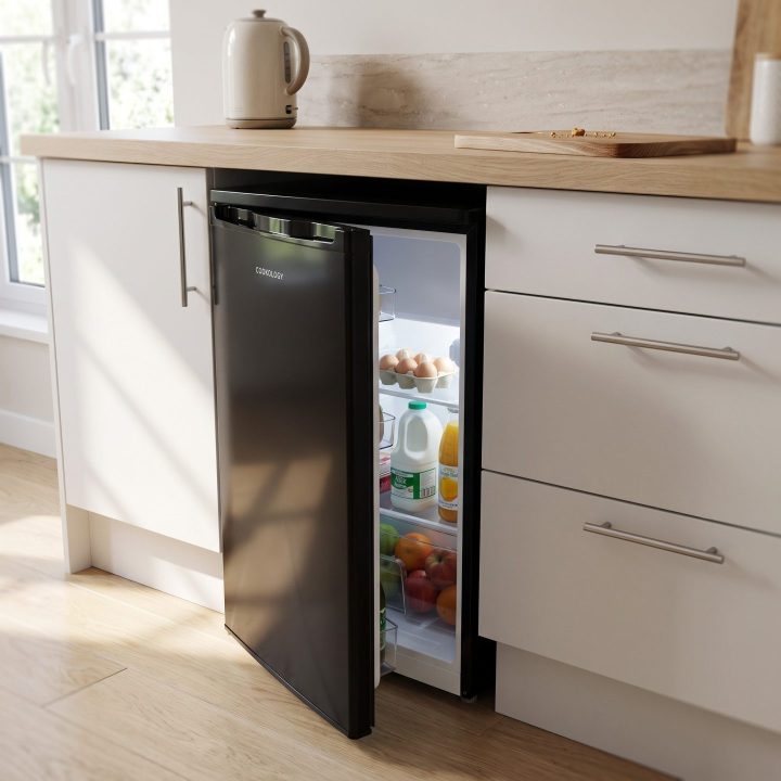 93L Freestanding Under Counter Fridge with Ice Box - Black - Everyday use and access
