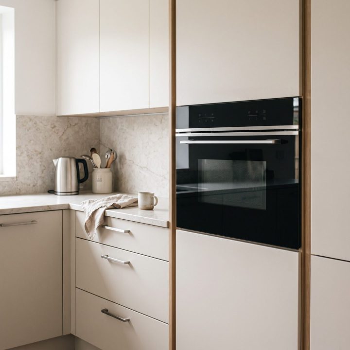 44L Built-In Compact Oven with Microwave 900W - Black - Everyday use and access