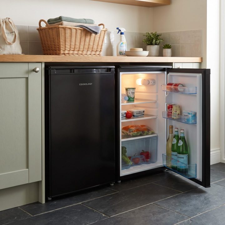 55cm Freestanding Side-by-Side Undercounter Fridge Freezer Pack - Black - Everyday use and access variation 2