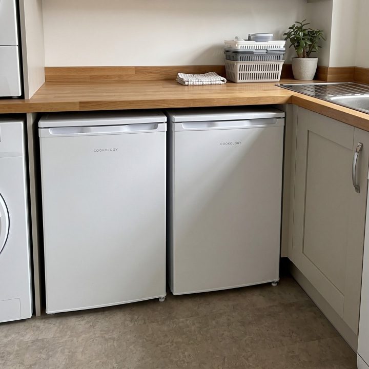55cm Freestanding Side-by-Side Undercounter Fridge Freezer Pack - White - Product hero