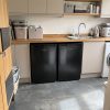 55cm Freestanding Side-by-Side Undercounter Fridge Freezer Pack - Black - Scale and room context