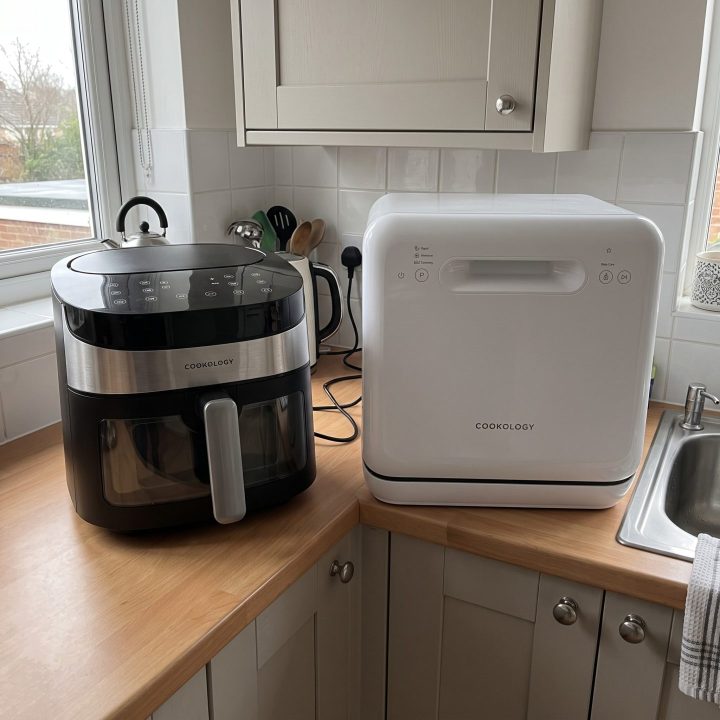 7.2L Digital Air Fryer & Compact 2 Place Table Top Dishwasher - Black - Everyday use and access