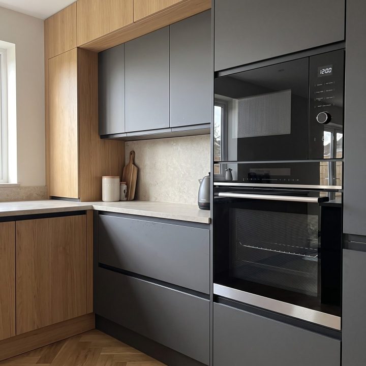 72L Multifunction Oven & 25L Integrated Microwave Bundle - Black - Scale and room context