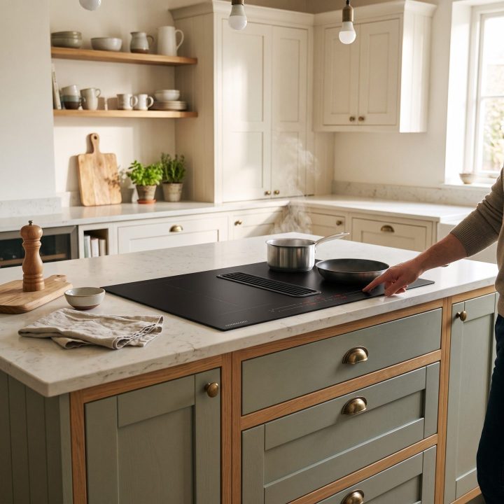 80cm 4-Zone Venting Induction Hob with Integrated Extractor Matt Finish - Everyday use and access variation 2