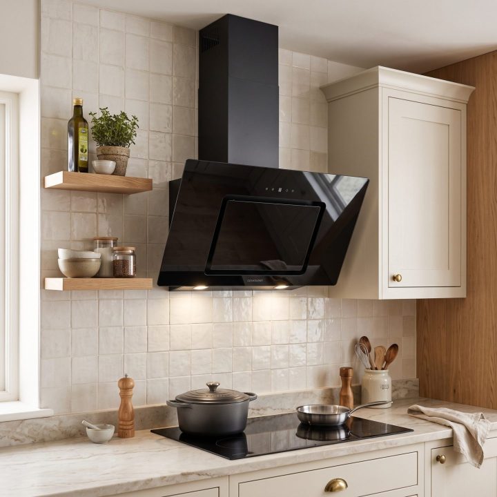 80cm Angled Chimney Cooker Hood A++ Energy Rated - Black - Product hero