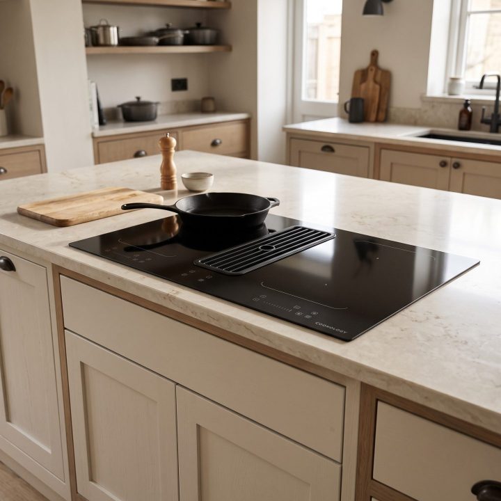80cm Downdraft Vented 4 Zone Induction Hob with Bridge Zone A+ Energy Rated - Black - Product hero