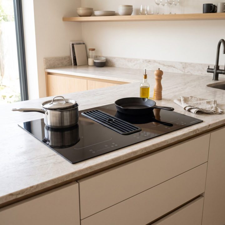 80cm Downdraft Vented 4 Zone Induction Hob with Bridge Zone A+ Energy Rated - Black - Everyday use and access