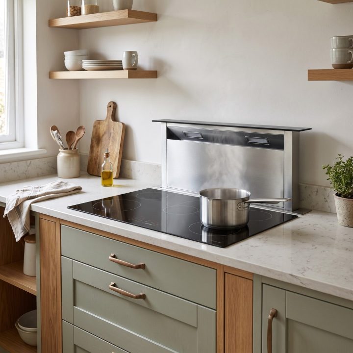 90cm Ceramic Hob 5 Zone with Downdraft Extractor - Black - Everyday use and access variation 2