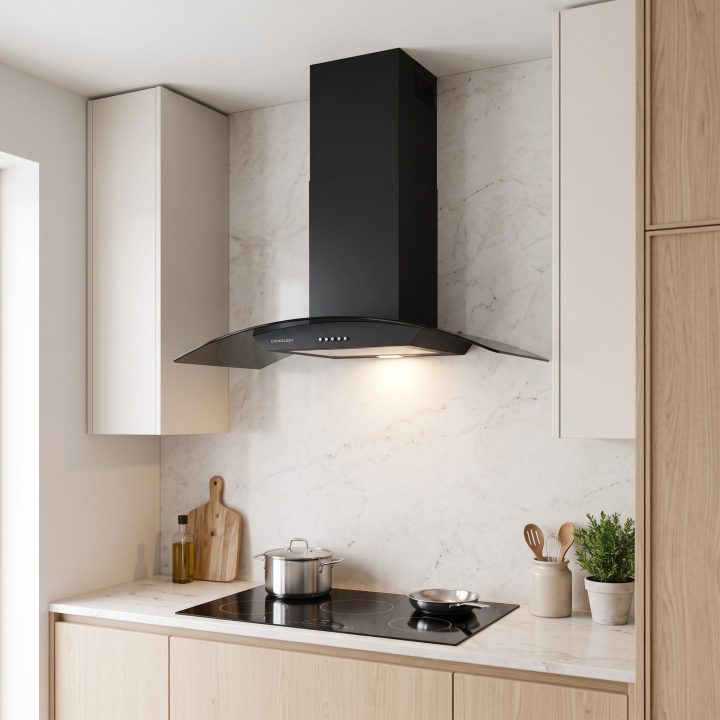 90cm Chimney Cooker Hood A Energy Rated - Black - Everyday use and access