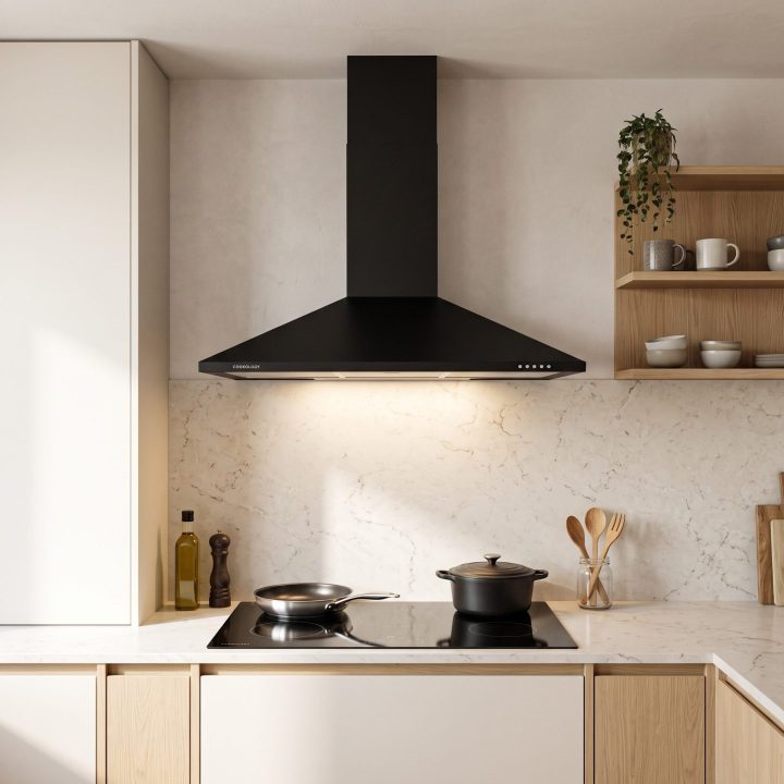 90cm Chimney Cooker Hood A Energy Rated - Black - Everyday use and access