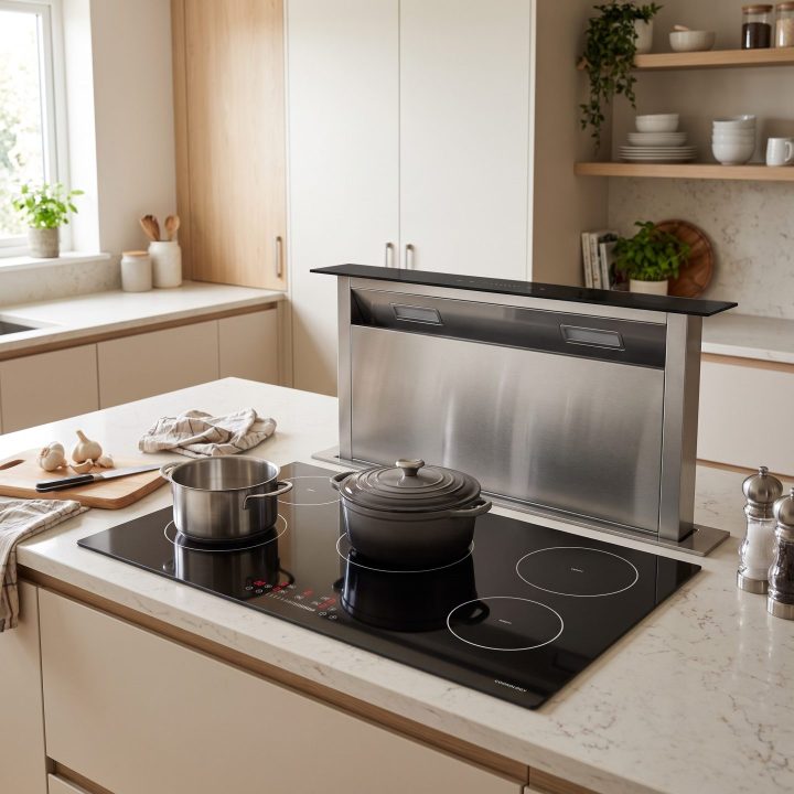 Bundle - 90cm Induction Hob & Downdraft Extractor Fan - Black - Everyday use and access