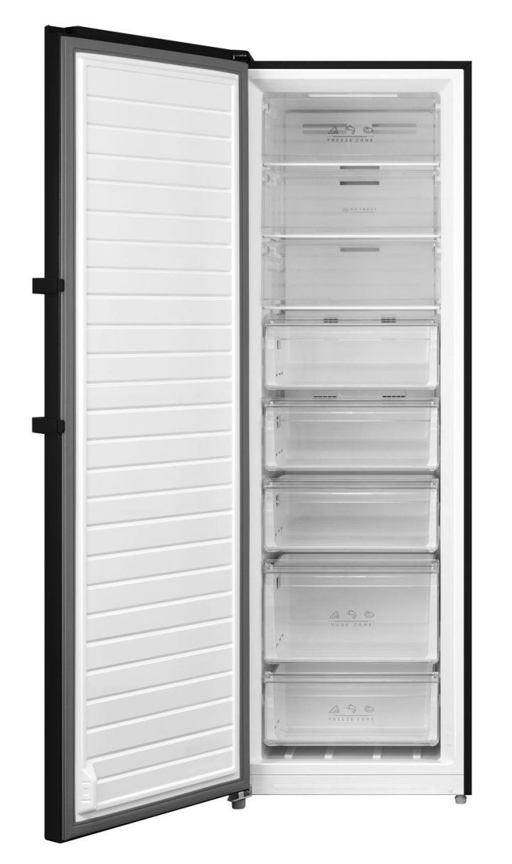 Cookology CTFZ273BK black 273L freestanding frost-free freezer, with door open