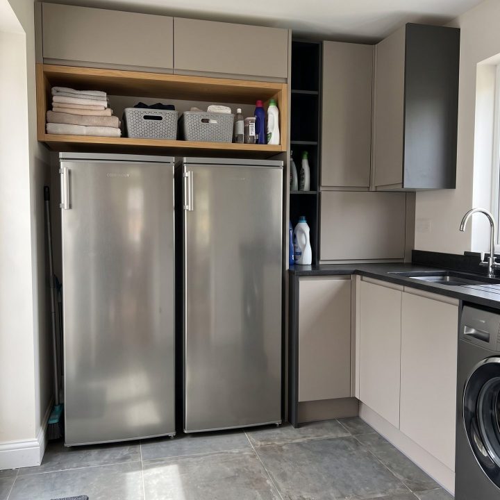 Upright Fridge & Freezer Pack - 143cm High - Side-by-Side - Inox - Stainless Steel - Scale and room context